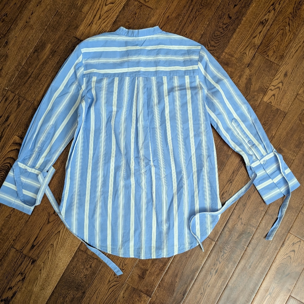 Who What Wear Striped Long Sleeve Collared Neck Button-Up Boyfriend Shirt Sz S - Picture 6 of 6